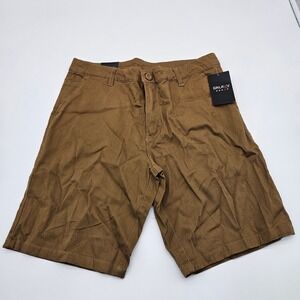 GALAXY BY HARVIC Mens Shorts‎ Khaki Brown Flat Front Stretch Size 32